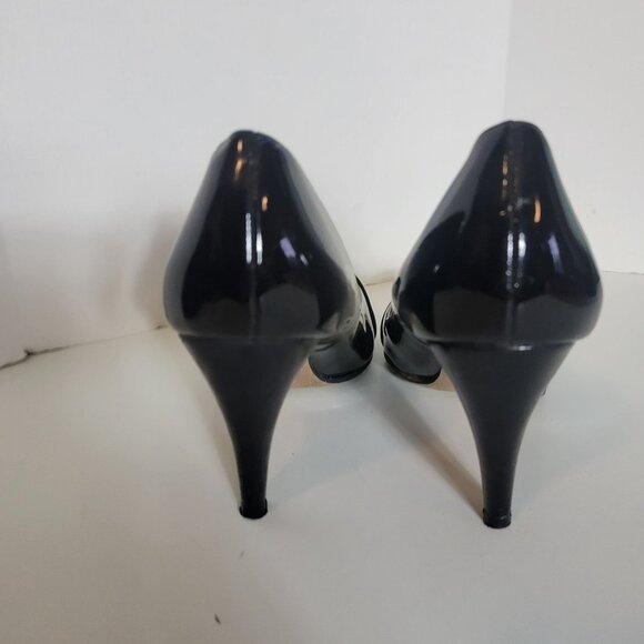 Aldo Womens Black Patent Leather Stiletto Heels Size 39 Pointed Toe - Picture 2 of 9
